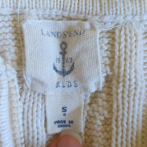 land's end kids cream cable knit zip-up cardigan hoodie sweater size 4 unisex - Picture 5 of 8
